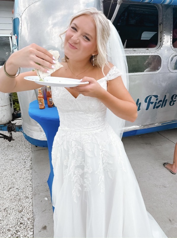 Caitlin Beckmeyer outside the office